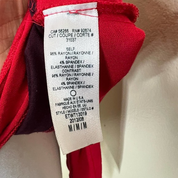 Ella Moss Top MEDIUM Womens Red Burgundy Striped Open Back Jersey Knit Casual - Picture 6 of 6